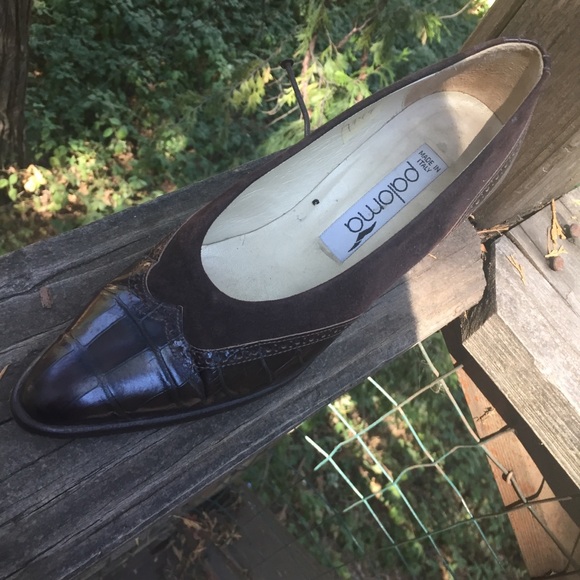 Paloma made in Italy brown leather and Swede pumps,HP 24 - Picture 5 of 9